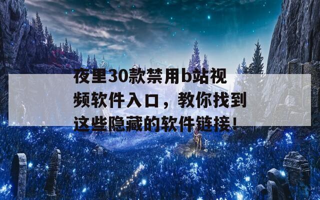 夜里30款禁用b站视频软件入口，教你找到这些隐藏的软件链接！