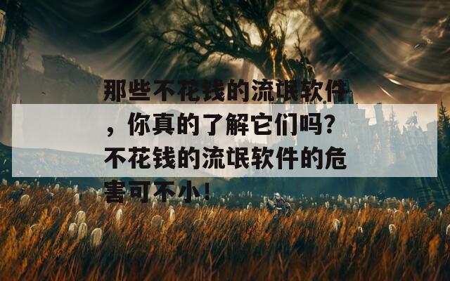 那些不花钱的流氓软件，你真的了解它们吗？不花钱的流氓软件的危害可不小！