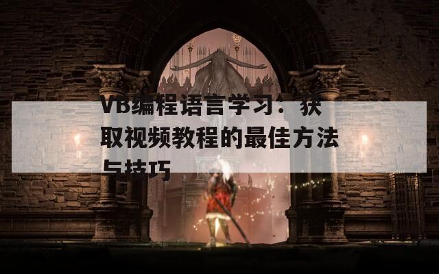 VB编程语言学习：获取视频教程的最佳方法与技巧