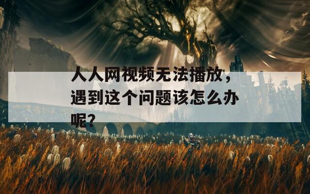 人人网视频无法播放，遇到这个问题该怎么办呢？