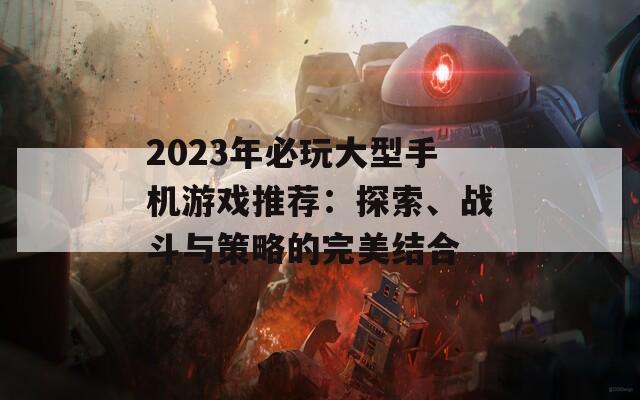 2023年必玩大型手机游戏推荐：探索、战斗与策略的完美结合